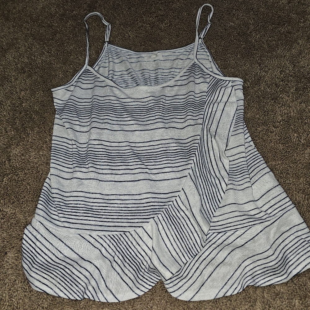 Spaghetti strap, blue and white tank
